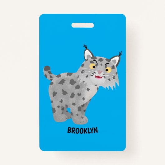 Cute mean bobcat lynx cartoon badge (Voorkant)