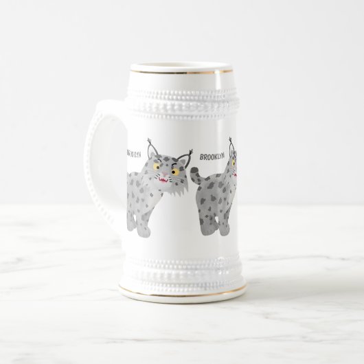 Cute mean bobcat lynx cartoon bierpul (Voorkant links)