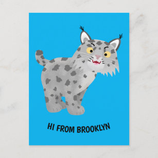 Cute mean bobcat lynx cartoon briefkaart