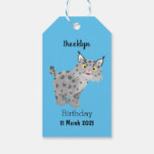 Cute mean bobcat lynx cartoon cadeaulabel (Achterkant)