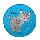 Cute mean bobcat lynx cartoon dartbord (Voorkant)