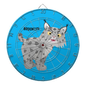 Cute mean bobcat lynx cartoon dartbord