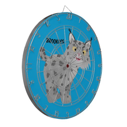 Cute mean bobcat lynx cartoon dartbord (Voorkant Links)