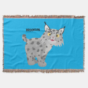 Cute mean bobcat lynx cartoon deken