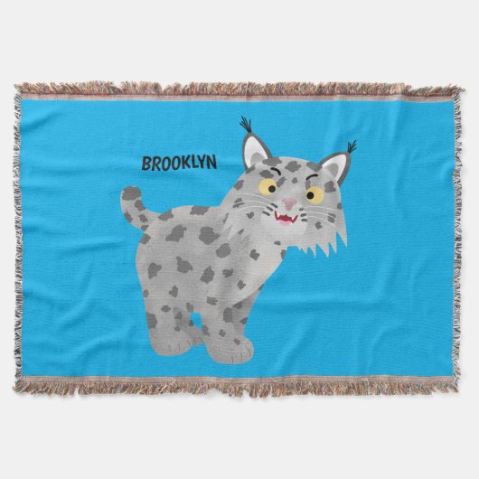 Cute mean bobcat lynx cartoon deken (Voorkant)