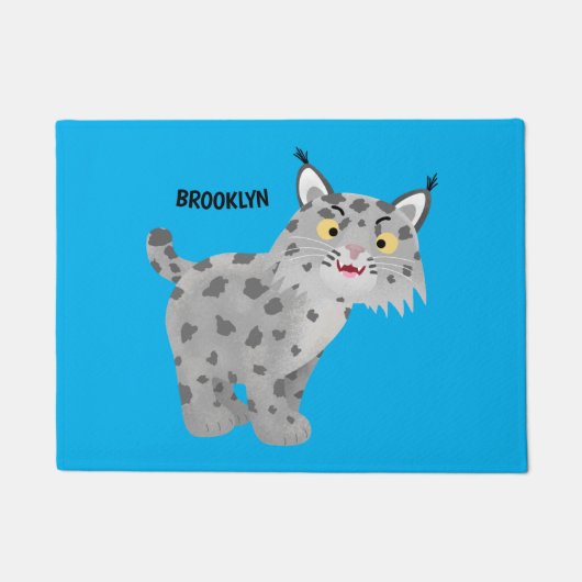 Cute mean bobcat lynx cartoon deurmat (Voorkant)