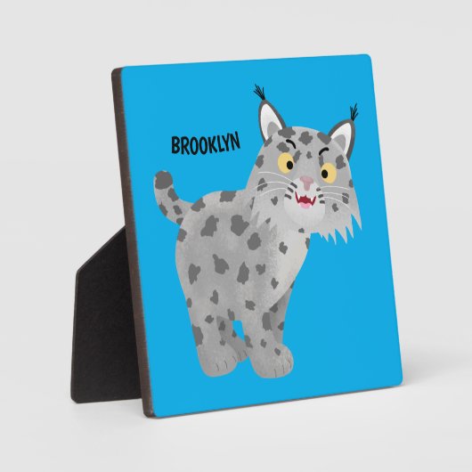Cute mean bobcat lynx cartoon fotoplaat (Voorkant)