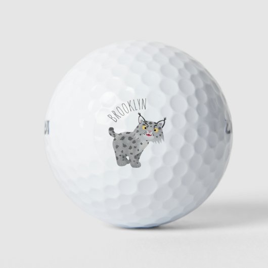 Cute mean bobcat lynx cartoon golfballen (Voorkant)