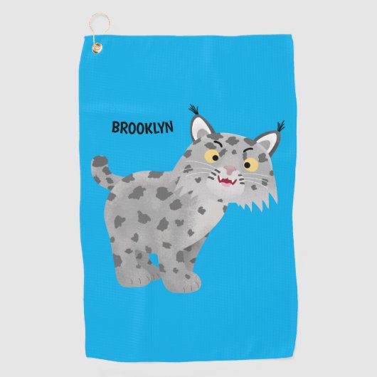 Cute mean bobcat lynx cartoon golfhanddoek (Voorkant)