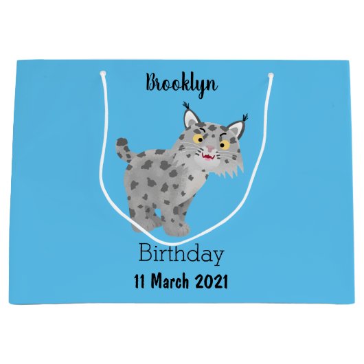 Cute mean bobcat lynx cartoon groot cadeauzakje (Voorkant)