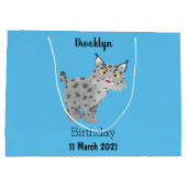 Cute mean bobcat lynx cartoon groot cadeauzakje (Achterkant)