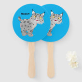 Cute mean bobcat lynx cartoon handwaaier (Voorkant en achterkant)
