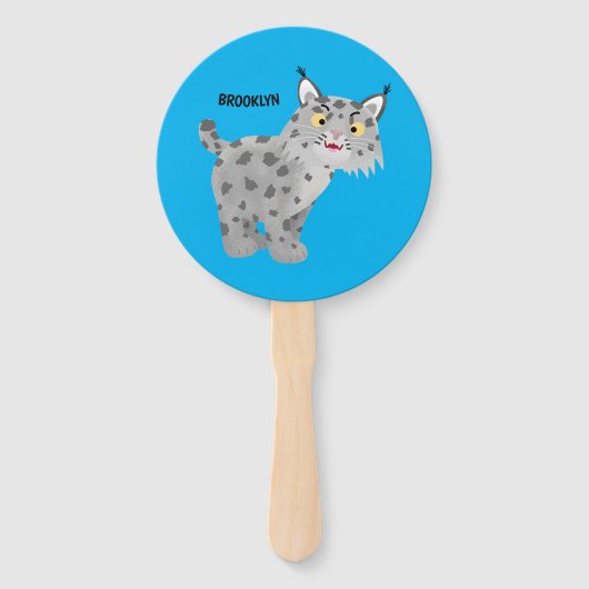 Cute mean bobcat lynx cartoon handwaaier (Voorkant)