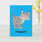 Cute mean bobcat lynx cartoon kaart (Gele Bloem)