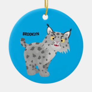 Cute mean bobcat lynx cartoon keramisch ornament