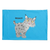 Cute mean bobcat lynx cartoon kussensloop (Achterkant)