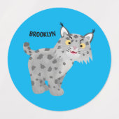 Cute mean bobcat lynx cartoon labels (Design 1)