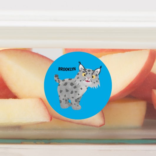 Cute mean bobcat lynx cartoon labels (Aangebracht)