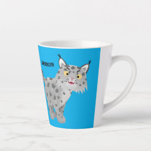 Cute mean bobcat lynx cartoon latte mok