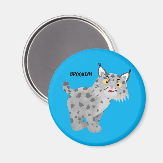 Cute mean bobcat lynx cartoon magneet (Voorkant / Achterkant)