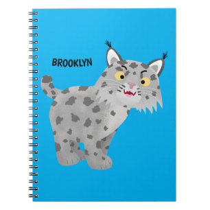 Cute mean bobcat lynx cartoon notitieboek