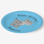 Cute mean bobcat lynx cartoon papieren bordje (Gekanteld)