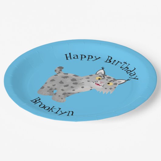 Cute mean bobcat lynx cartoon papieren bordje (Gekanteld)