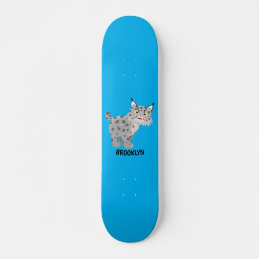 Cute mean bobcat lynx cartoon persoonlijk skateboard (Voorkant)