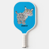 Cute mean bobcat lynx cartoon pickleball paddle (Achterkant)