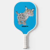 Cute mean bobcat lynx cartoon pickleball paddle (Voorkant)