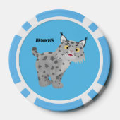 Cute mean bobcat lynx cartoon poker chips (Achterkant)