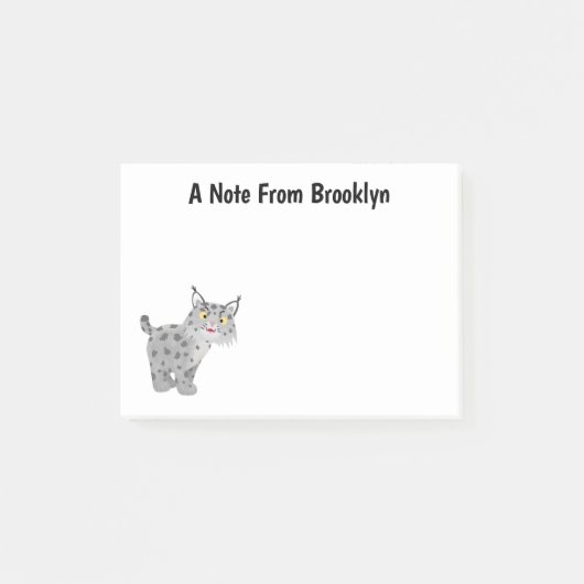 Cute mean bobcat lynx cartoon post-it® notes (Voorkant)