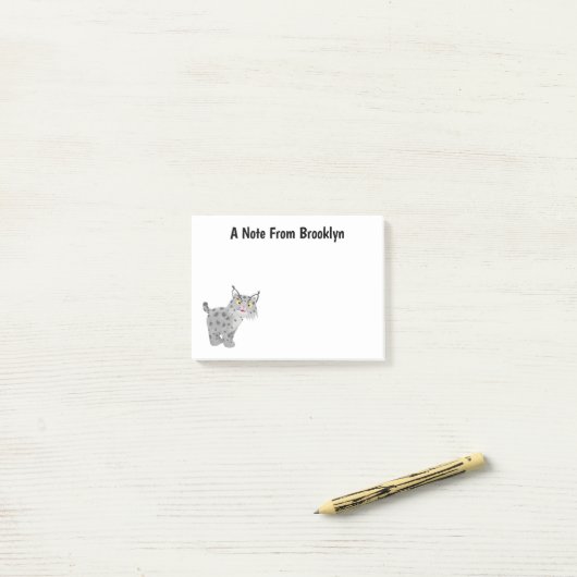 Cute mean bobcat lynx cartoon post-it® notes (Op bureau)
