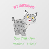 Cute mean bobcat lynx cartoon raamsticker (Vel)