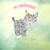 Cute mean bobcat lynx cartoon raamsticker (Vel 3)