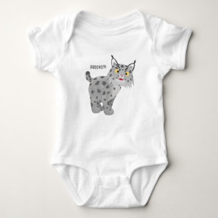Cute mean bobcat lynx cartoon romper