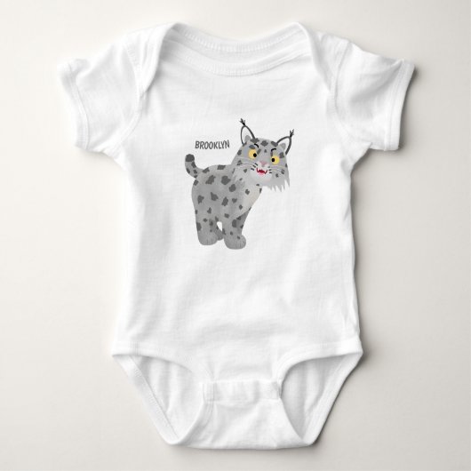 Cute mean bobcat lynx cartoon romper (Voorkant)