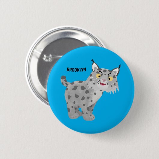 Cute mean bobcat lynx cartoon ronde button 5,7 cm (Voorkant /achterkant)