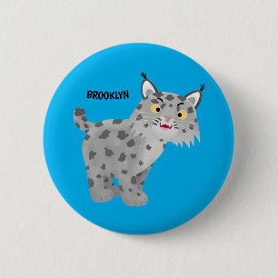 Cute mean bobcat lynx cartoon ronde button 5,7 cm