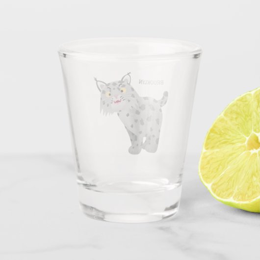 Cute mean bobcat lynx cartoon shot glas (Achterkant)