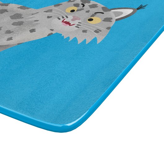 Cute mean bobcat lynx cartoon snijplank (Hoek)