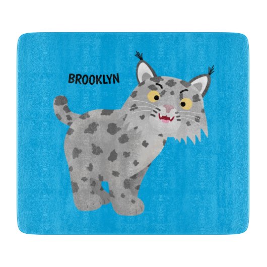 Cute mean bobcat lynx cartoon snijplank (Voorkant)