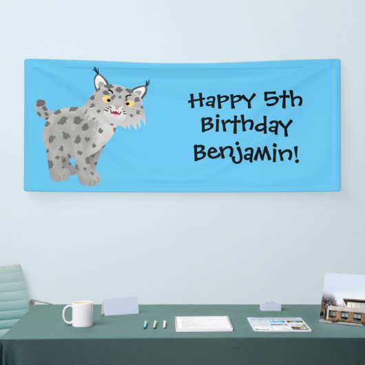 Cute mean bobcat lynx cartoon spandoek (Beurs)
