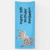 Cute mean bobcat lynx cartoon spandoek (Verticaal)