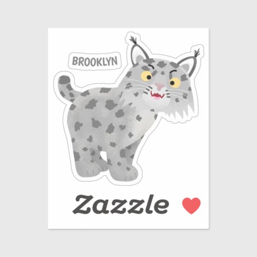 Cute mean bobcat lynx cartoon sticker (Vel)