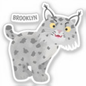 Cute mean bobcat lynx cartoon sticker (Voorkant)