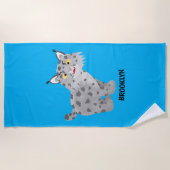 Cute mean bobcat lynx cartoon strandlaken (Voorkant)