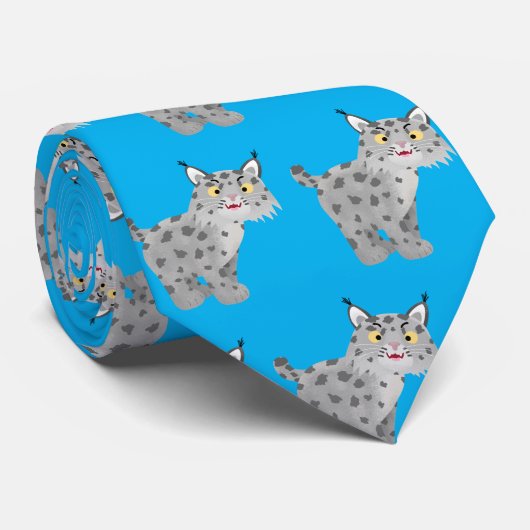 Cute mean bobcat lynx cartoon stropdas (Opgerold)