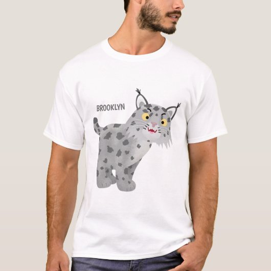 Cute mean bobcat lynx cartoon t-shirt (Voorkant)