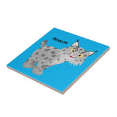 Cute mean bobcat lynx cartoon tegeltje (Zijkant)